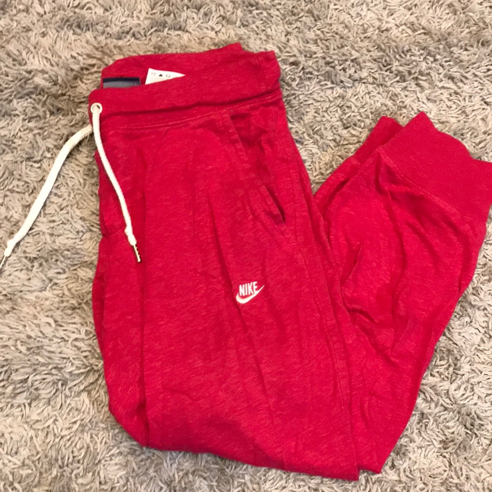 Cropped hot pink nike sweats